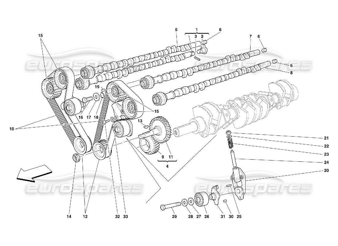 Ferrari 456 M GT/M GTA Timing – Kontrollen Teilediagramm