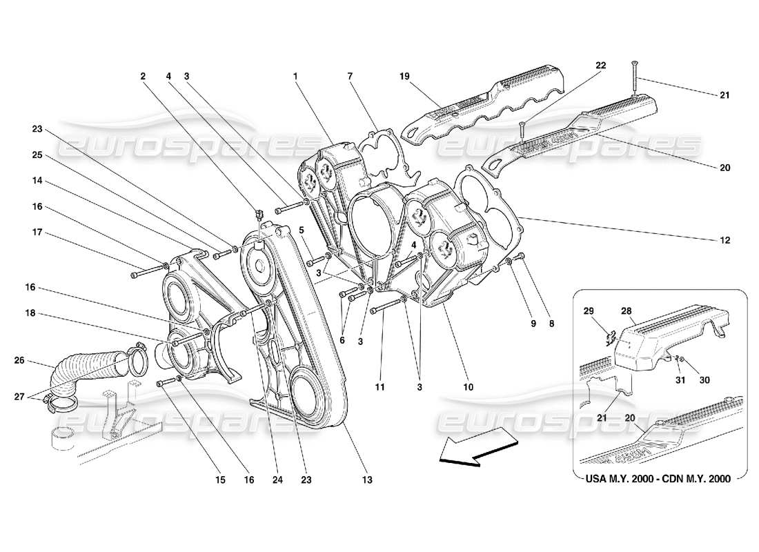 Ferrari 456 M GT/M GTA Motorabdeckungen Teilediagramm