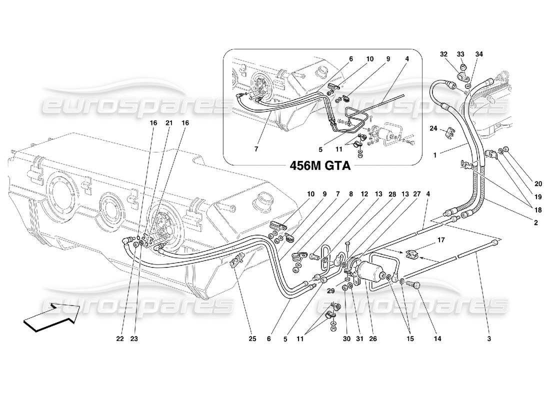 Ferrari 456 M GT/M GTA Kraftstoffversorgungssystem Teilediagramm