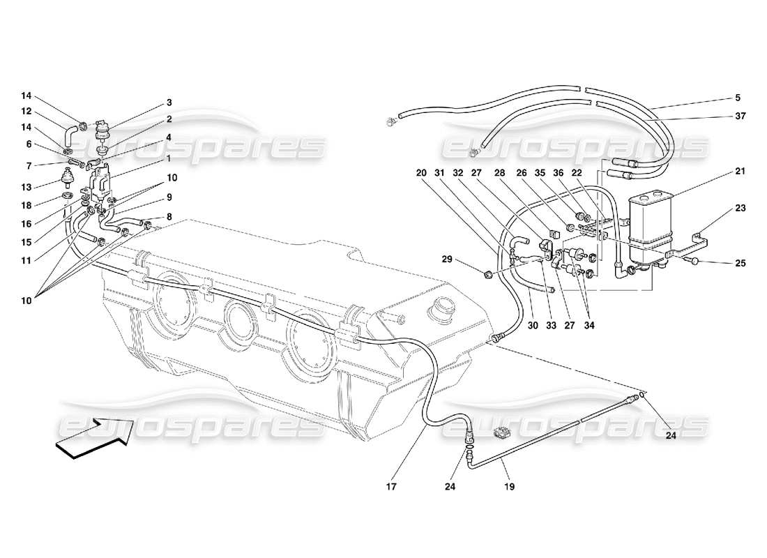 Ferrari 456 M GT/M GTA Antiverdunstungsgerät – Nicht für USA, CDN und AUS Teildiagramm