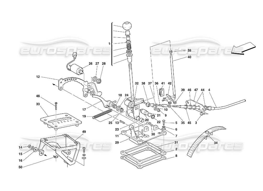 Ferrari 456 M GT/M GTA Äußere Getriebesteuerung – gültig für 456M GTA Teilediagramm