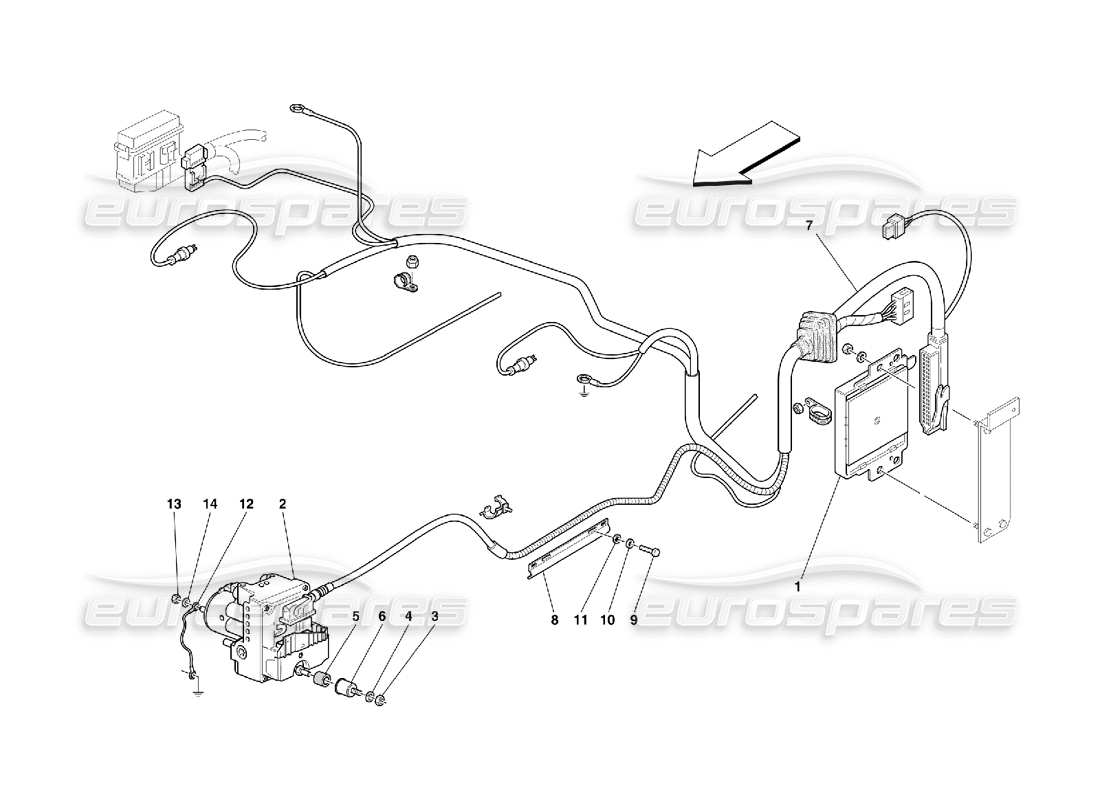 Ferrari 456 M GT/M GTA Steuergerät und hydraulische Ausrüstung für das ABS-System Teildiagramm