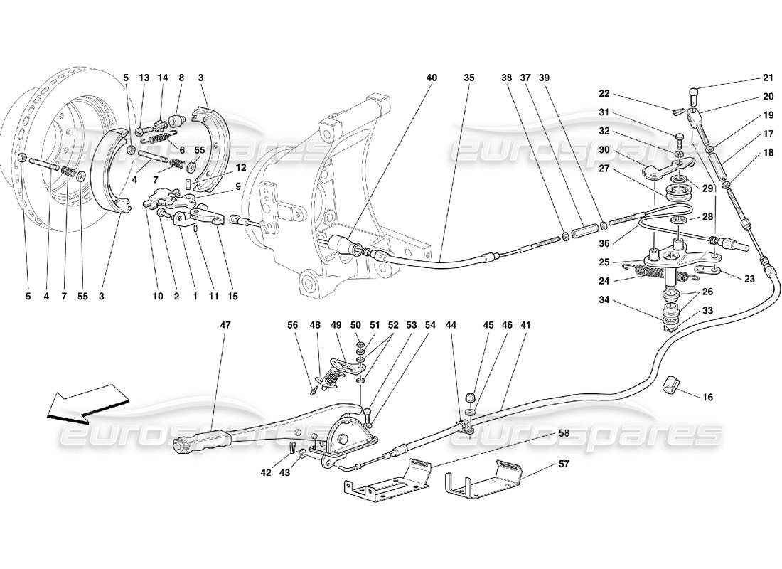 Ferrari 456 M GT/M GTA Handbremssteuerung – Nicht für 456M GTA Teilediagramm