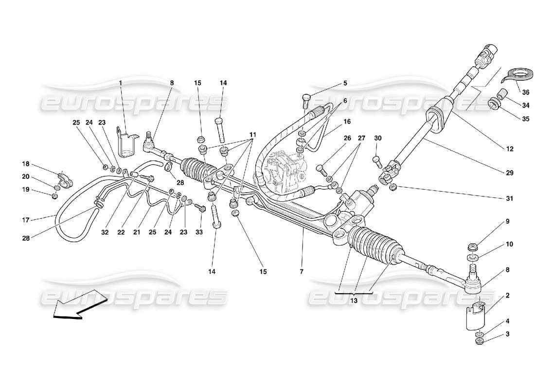 Ferrari 456 M GT/M GTA Hydraulisches Lenkgetriebe und Serpentine – nicht für GD Teildiagramm