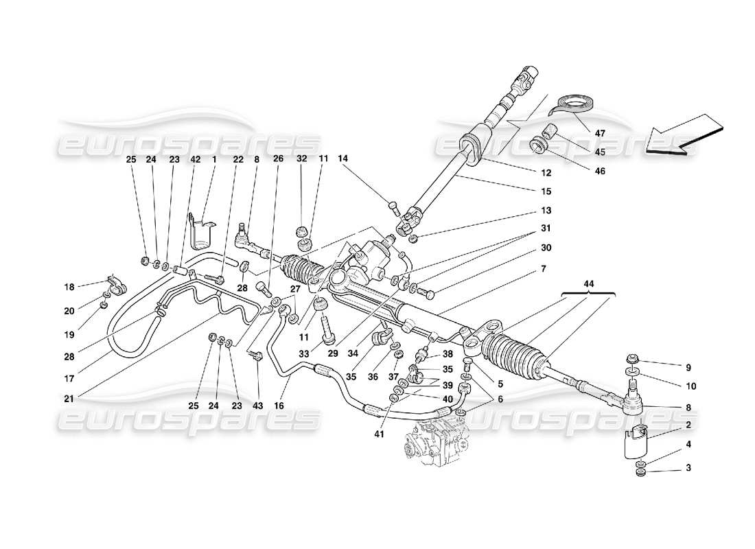 Ferrari 456 M GT/M GTA Hydraulisches Lenkgetriebe und Serpentine – gültig für GD Teildiagramm