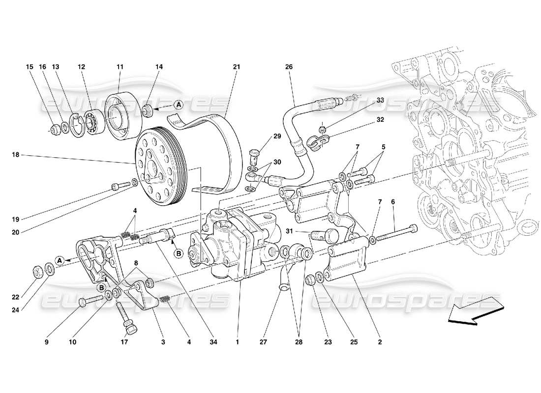 Ferrari 456 M GT/M GTA Hydraulische Lenkpumpen Teildiagramm