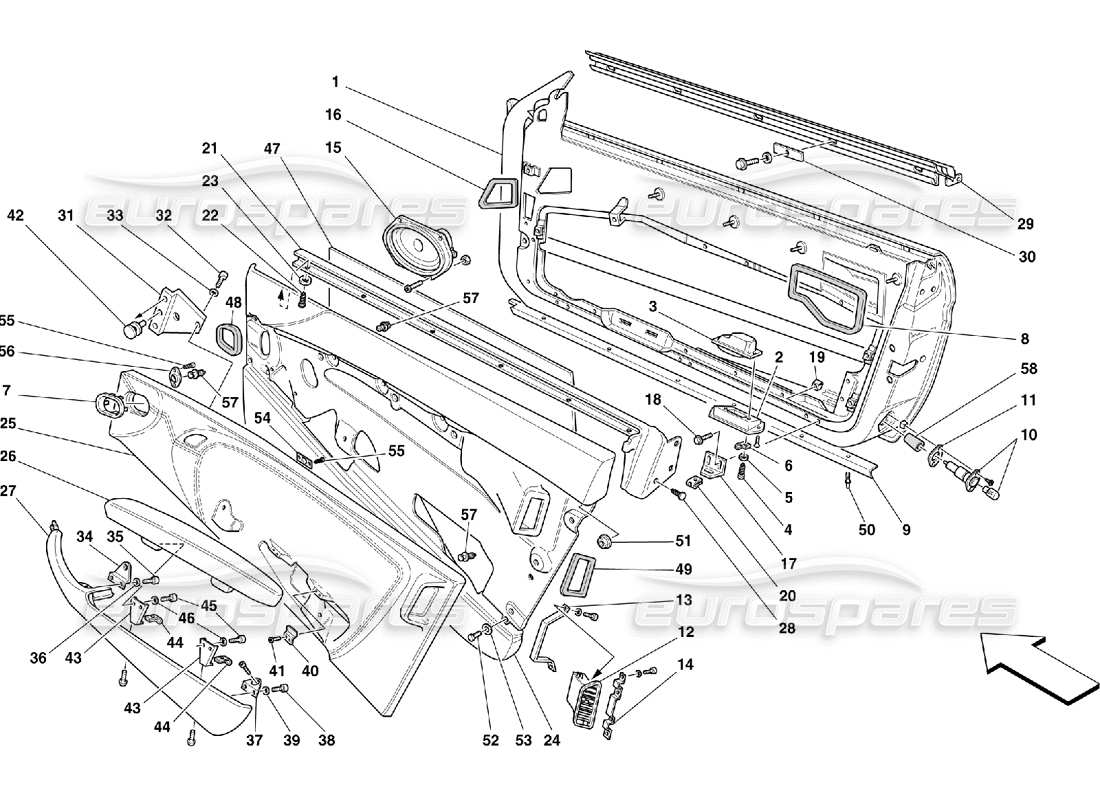 Ferrari 456 M GT/M GTA Türen – Rahmen und Verkleidungen Teildiagramm