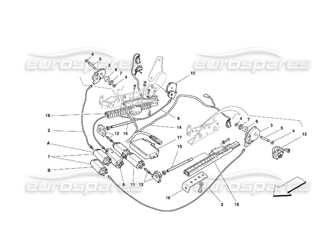 Ferrari 456 M GT/M GTA Vordersitzbewegungssystem Teildiagramm