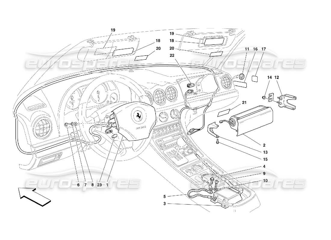 Ferrari 456 M GT/M GTA Airbags Teilediagramm