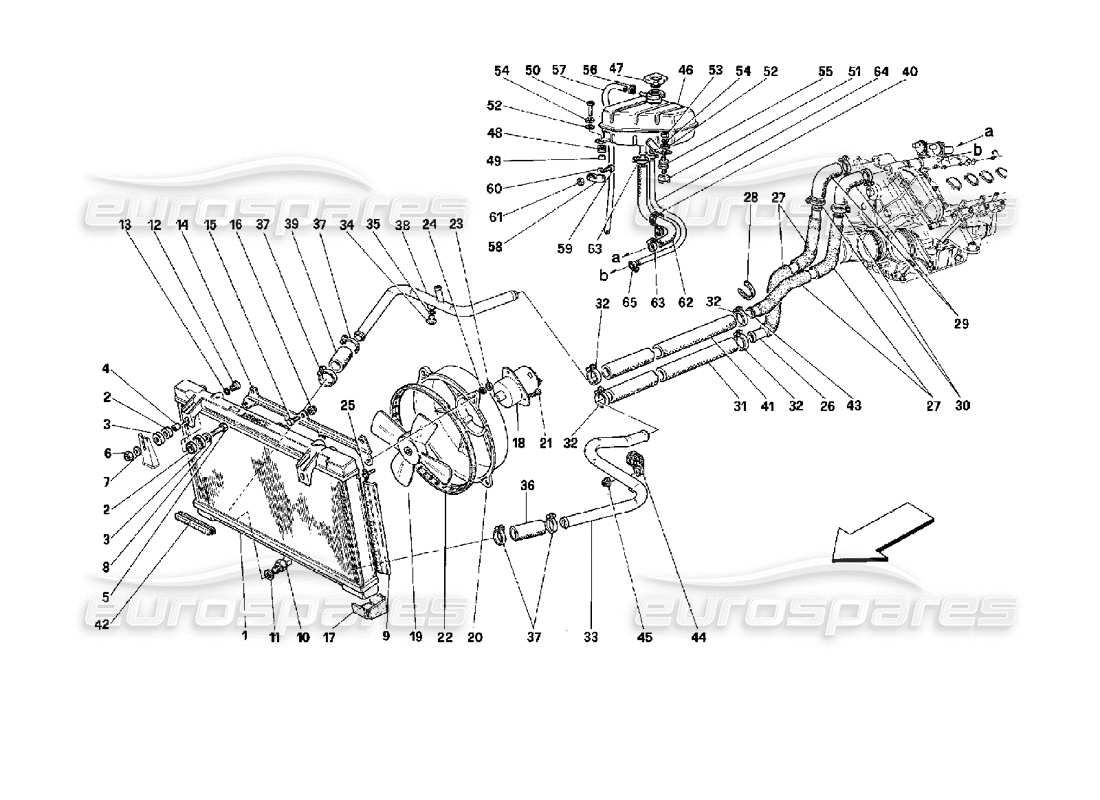 Ferrari Mondial 3.4 t Coupe/Cabrio Kühlsystem Teilediagramm