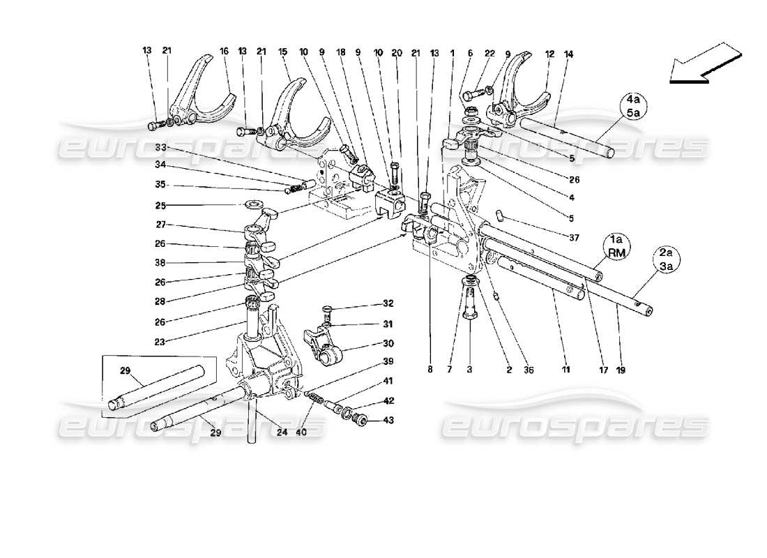 Ferrari Mondial 3.4 t Coupe/Cabrio Innere Getriebesteuerung Teilediagramm