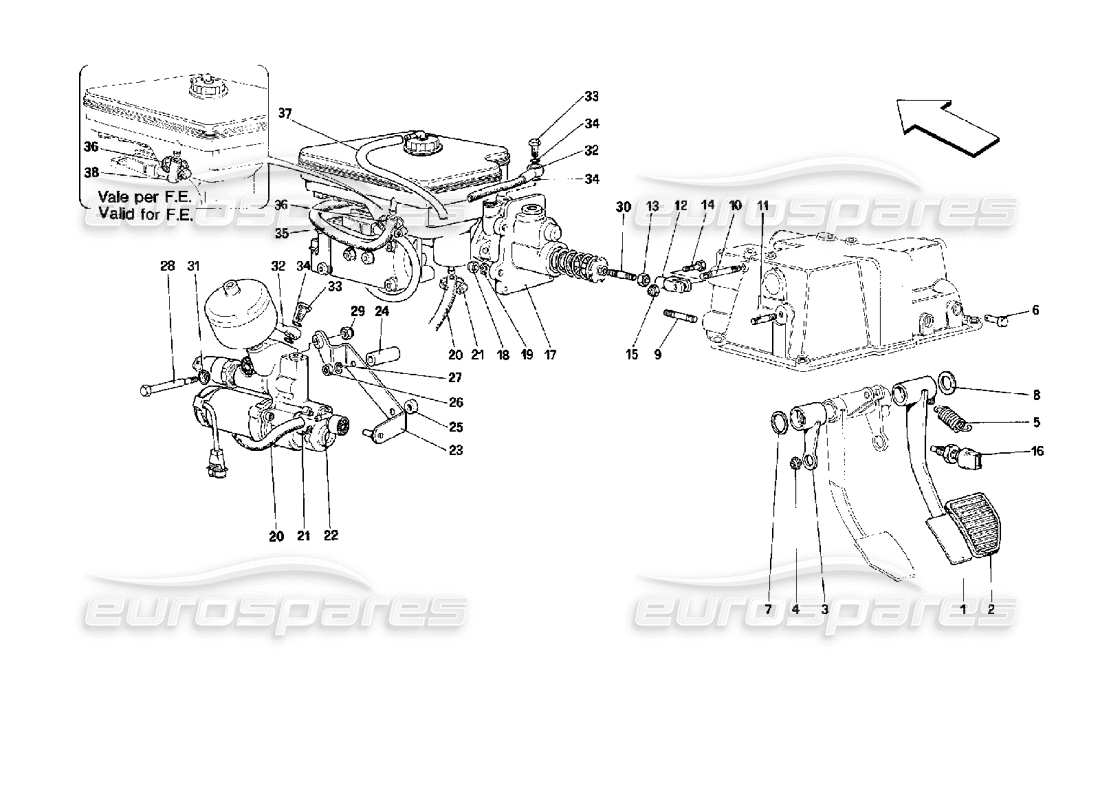 Ferrari Mondial 3.4 t Coupe/Cabrio Bremshydrauliksystem – Gültig für GS Teilediagramm