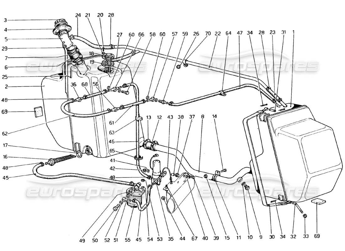 Ferrari 308 GTB (1976) Kraftstoffsystem Teilediagramm