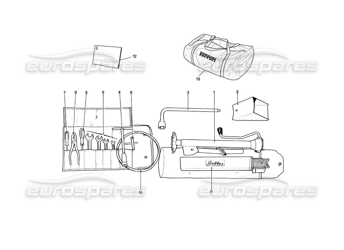 Ferrari 246 Dino (1975) Werkzeug - Kit Teilediagramm