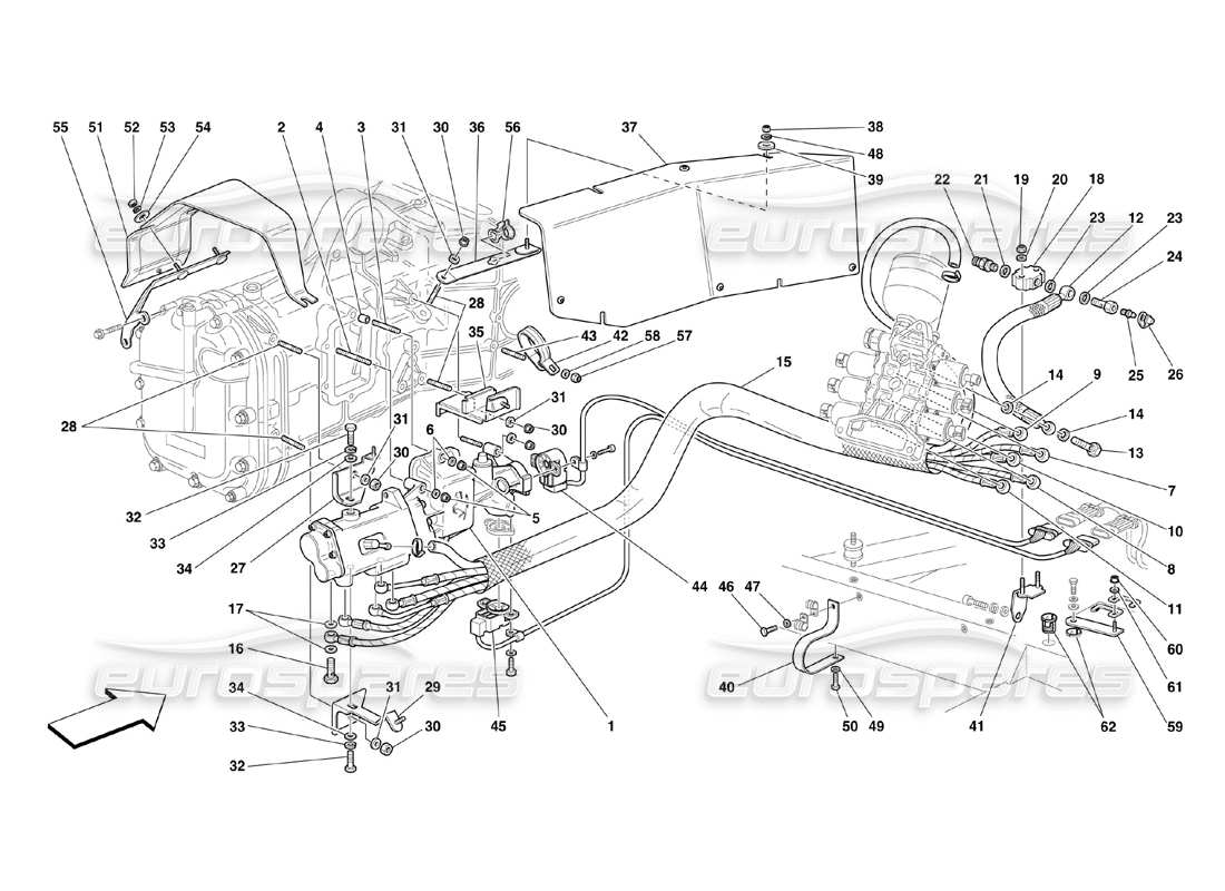 Ferrari 360 Herausforderung (2000) F1 Kupplungshydrauliksteuerung Teilediagramm