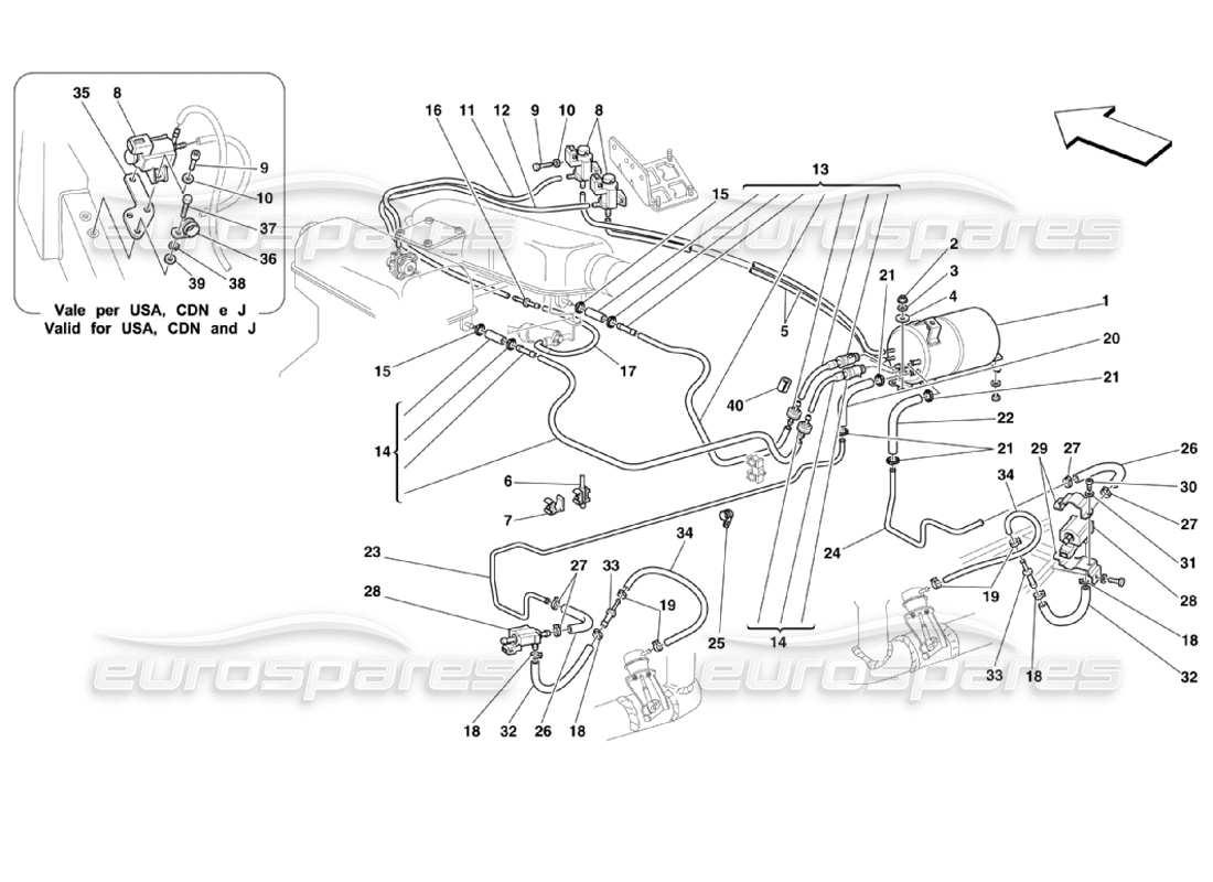 Ferrari 360 Challenge Stradale Pneumatik-Aktuatorsystem Teildiagramm