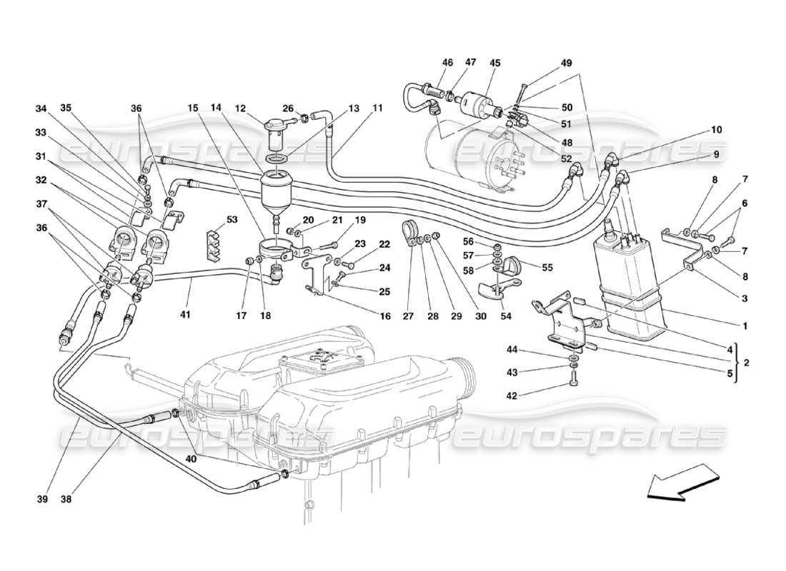 Ferrari 360 Challenge Stradale Antiverdunstungsgerät Teilediagramm