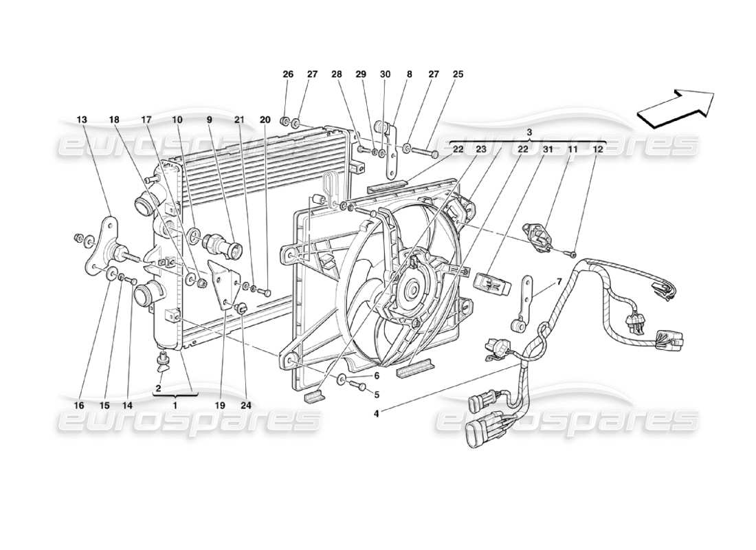 Ferrari 360 Challenge Stradale Kühlsystemkühler Teildiagramm