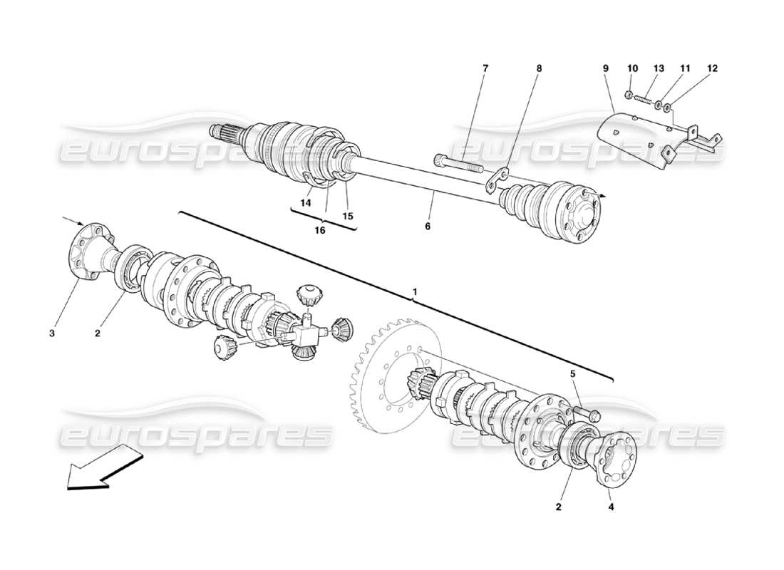 Ferrari 360 Challenge Stradale Differential & Axle Shafts Teilediagramm
