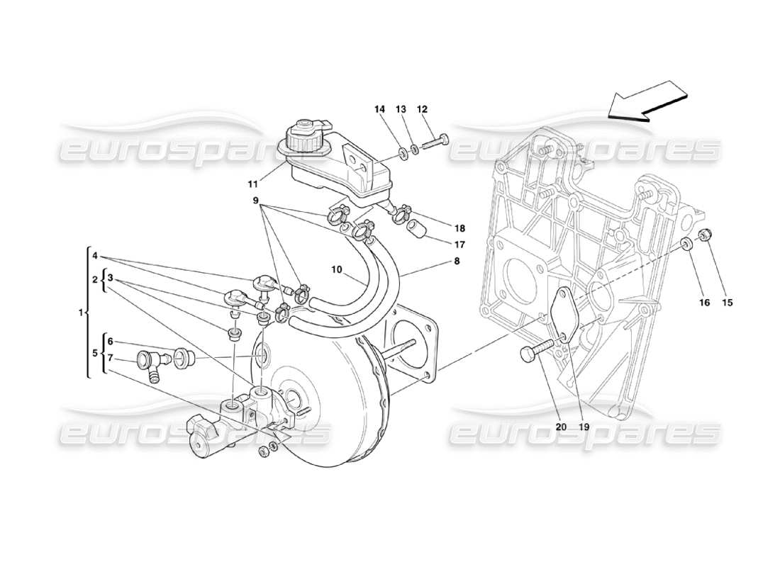 Ferrari 360 Challenge Stradale Bremsen hydraulisch gesteuert Teilediagramm
