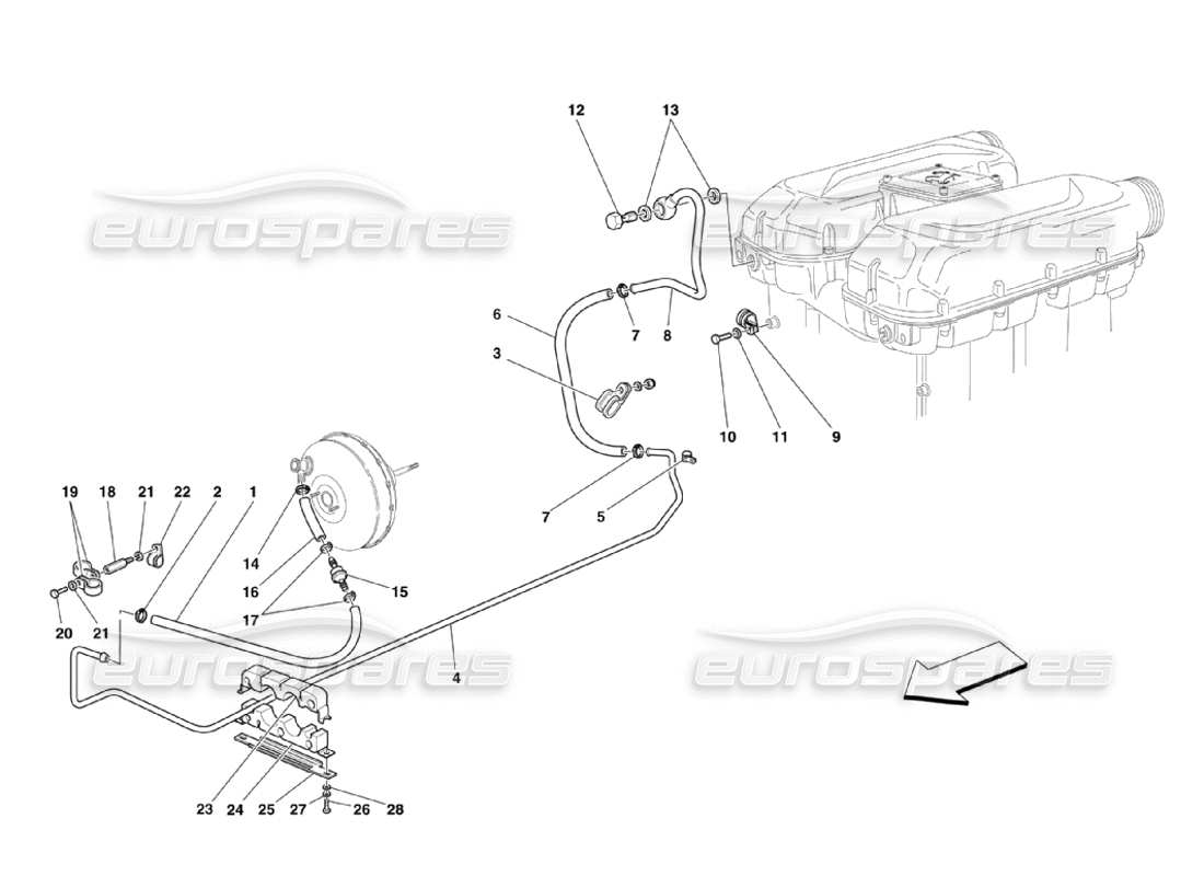 Ferrari 360 Challenge Stradale Bremskraftverstärkersystem Teilediagramm