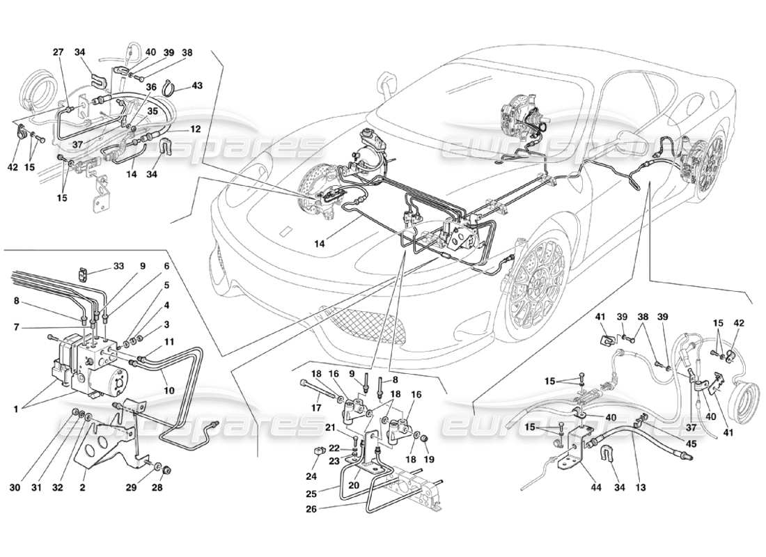 Ferrari 360 Challenge Stradale Bremssystem Teildiagramm