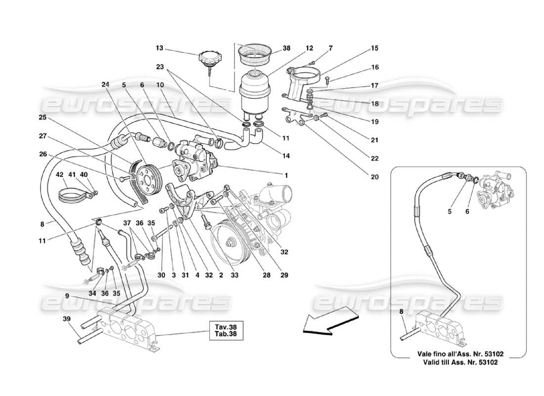 Ferrari 360 Challenge Stradale Hydraulische Lenkpumpe und Tank Teildiagramm