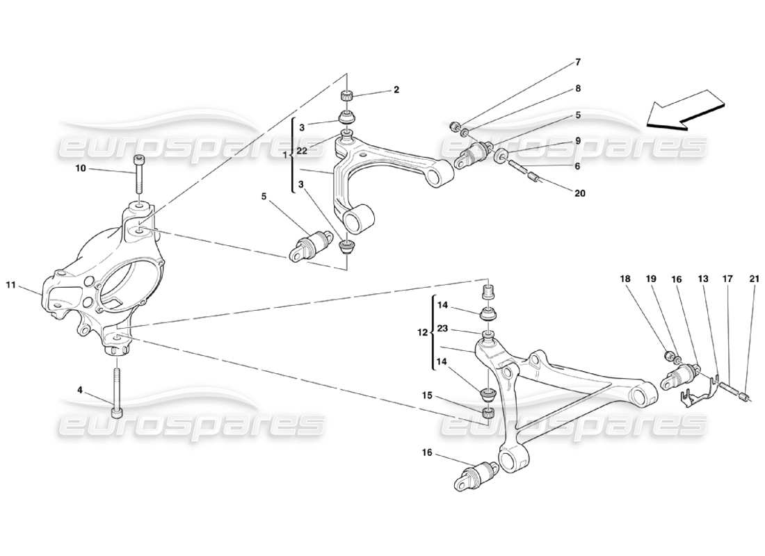 Ferrari 360 Challenge Stradale Vorderradaufhängung – Querlenker Teildiagramm