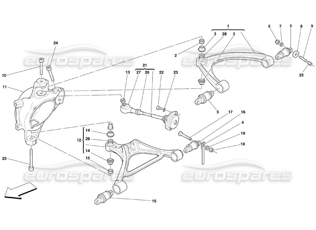 Ferrari 360 Challenge Stradale Hinterradaufhängung – Querlenker Teildiagramm