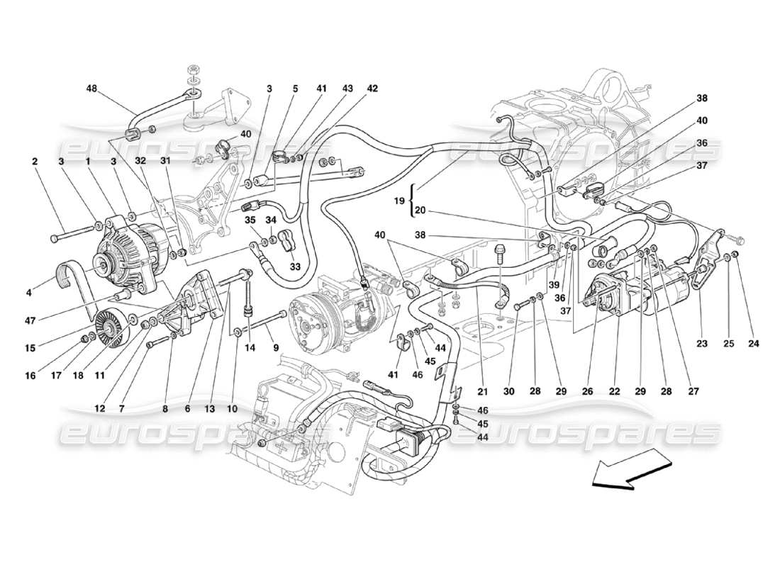 Ferrari 360 Challenge Stradale Stromgenerator - Anlasser Teildiagramm