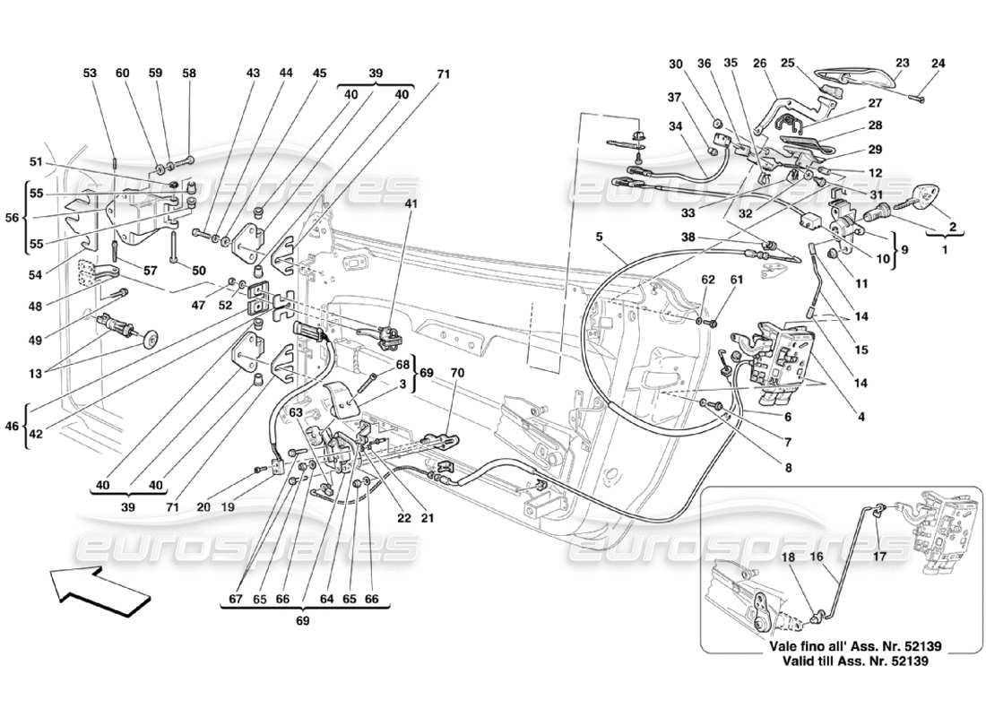 Ferrari 360 Challenge Stradale Türen – Öffnungskontrolle und Scharniere Teilediagramm