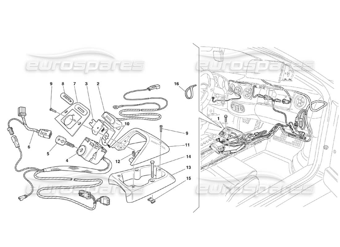 Ferrari 360 Challenge Stradale Beifahrer-Airbag-Ausschlusssatz Teildiagramm