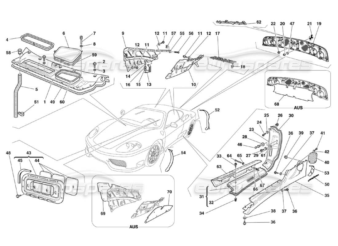 Ferrari 360 Challenge Stradale Schilde – Außenveredelung Teildiagramm