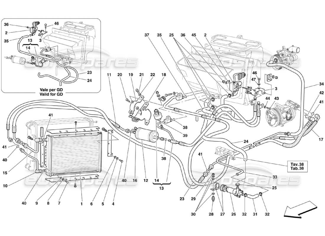 Ferrari 360 Challenge Stradale Klimaanlage Teilediagramm