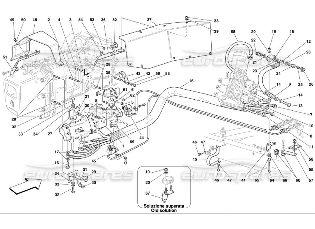 Ferrari 360 Modena F1 Kupplungshydrauliksteuerung Teilediagramm