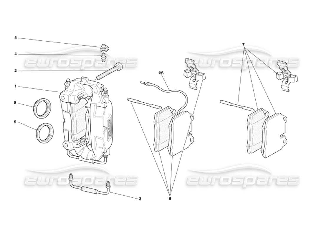 Ferrari 360 Modena Bremssättel für Vorder- und Hinterradbremsen Teilediagramm