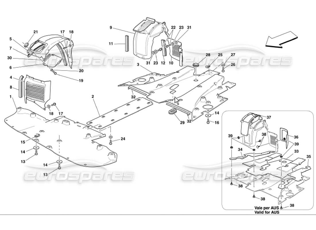 Ferrari 360 Modena Flache Bodenwanne und Steuerhaus Teilediagramm