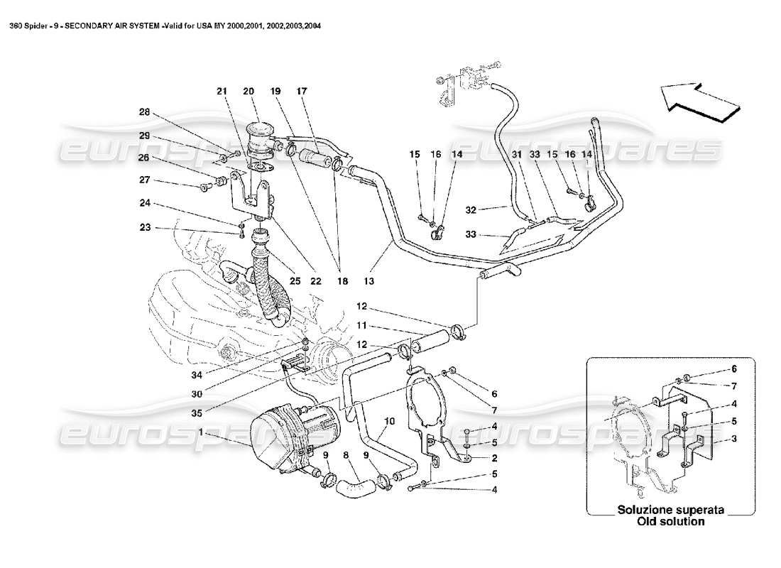 Ferrari 360 Spider Sekundärluftsystem Teilediagramm