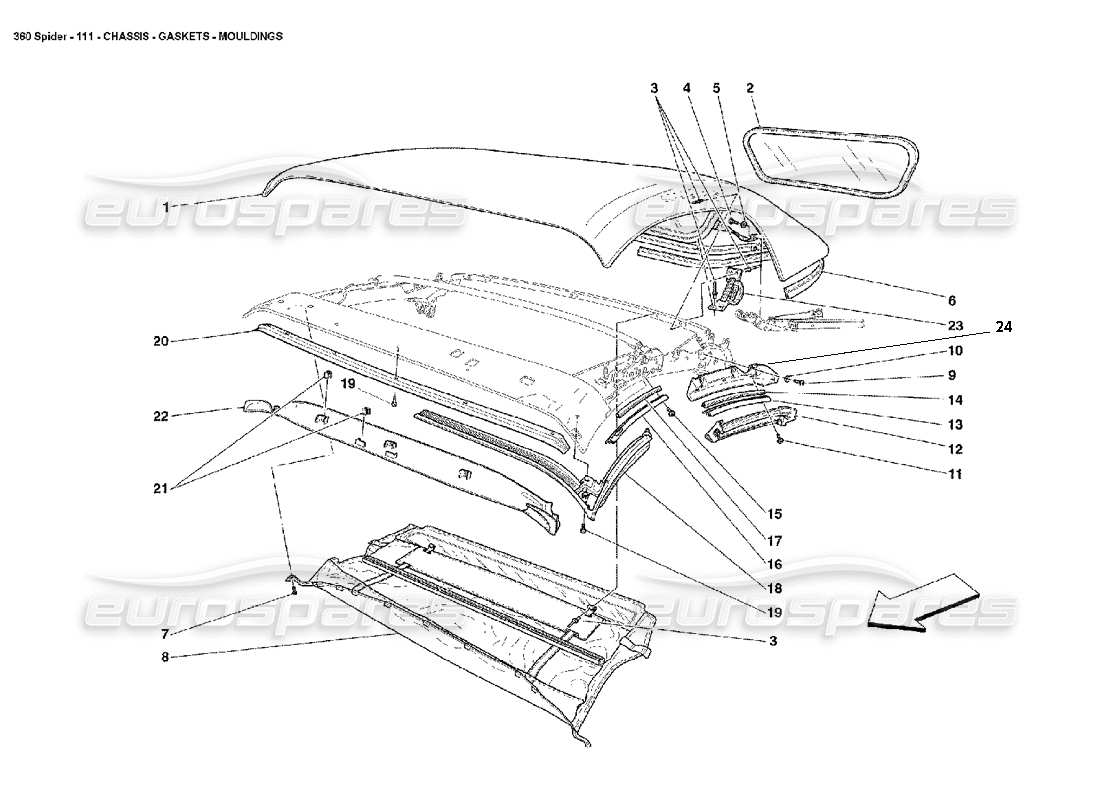 Ferrari 360 Spider Chassis – Dichtungen – Formteile Teilediagramm