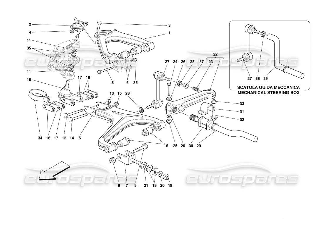 Ferrari 355 (2.7 Motronic) Vorderradaufhängung – Querlenker Teilediagramm