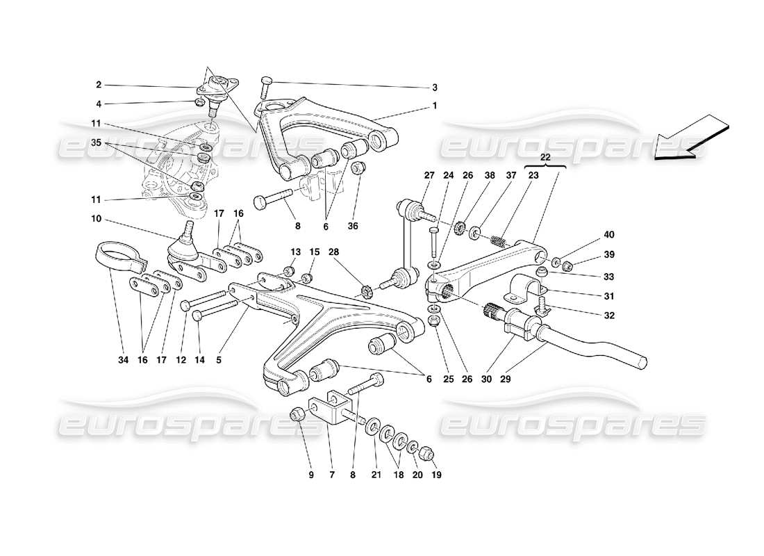 Ferrari 355 (5.2 Motronic) Vorderradaufhängung – Querlenker Teildiagramm