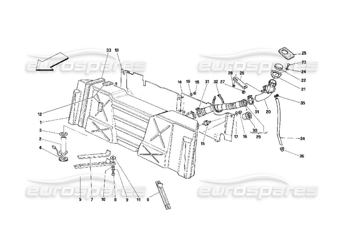 Ferrari 348 (2.7 Motronic) Treibstofftank Teilediagramm