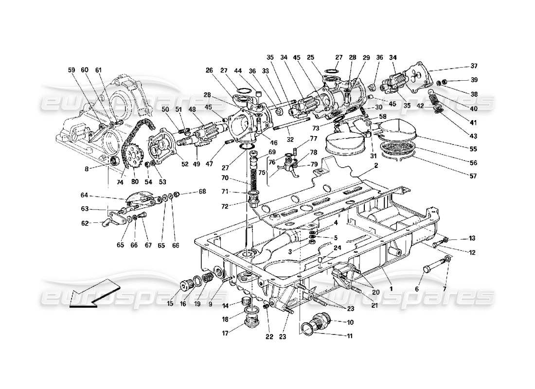 Ferrari 348 (2.7 Motronic) Schmierung – Pumpen und Ölwannen Teilediagramm