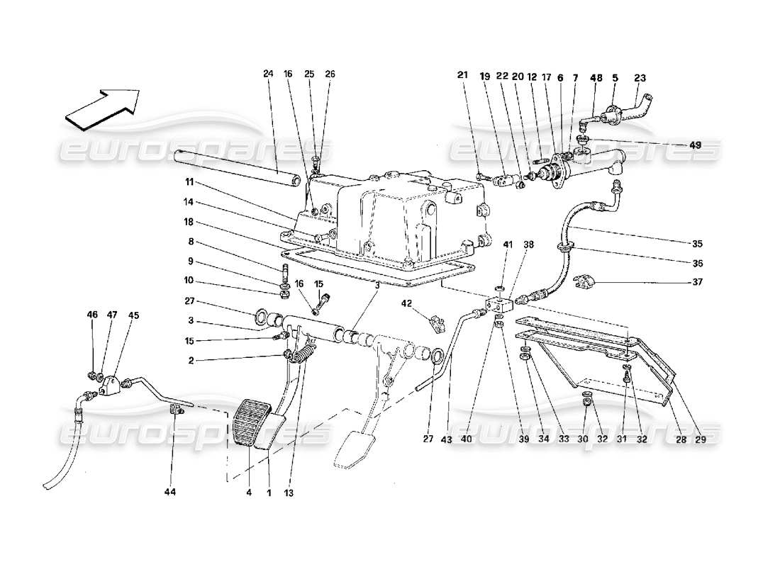 Ferrari 348 (2.7 Motronic) Kupplungsausrücksteuerung Teilediagramm