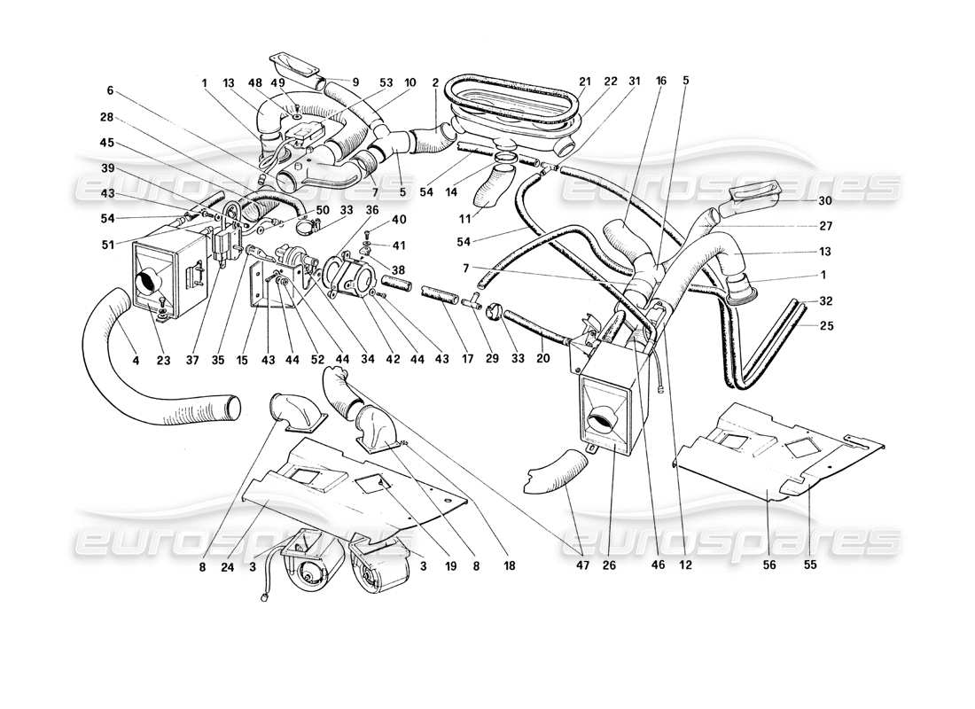 Ferrari 328 (1985) Heizsystem Teildiagramm
