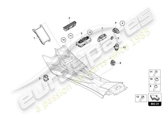 a part diagram from the Lamborghini Sian Roadster (2021) parts catalogue