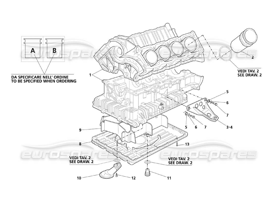 Maserati 3200 GT/GTA/Assetto Corsa Engine Block & Oil Sump Teildiagramm
