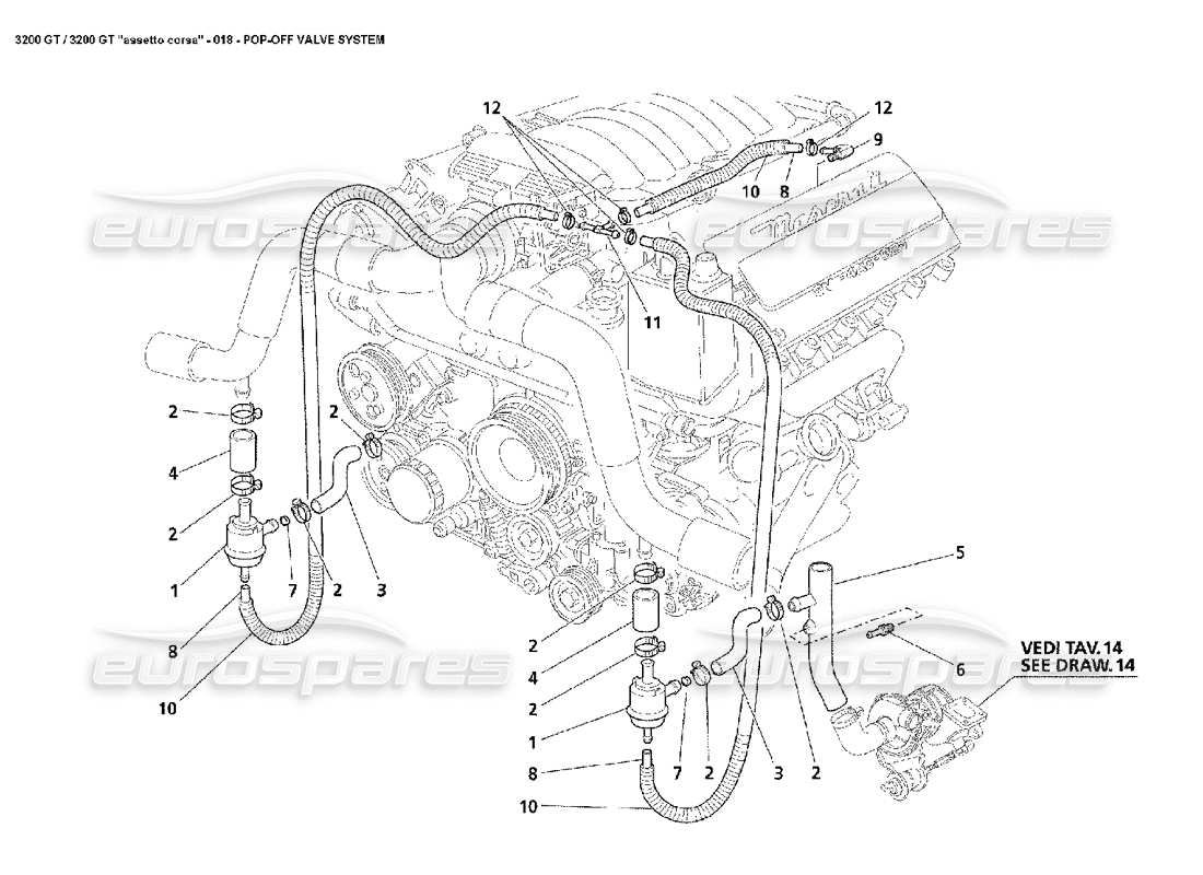 Maserati 3200 GT/GTA/Assetto Corsa Pop-Off-Ventilsystem Teildiagramm