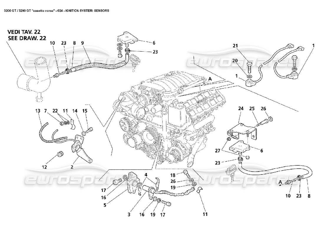 Maserati 3200 GT/GTA/Assetto Corsa Zündsystem: Sensoren Teildiagramm