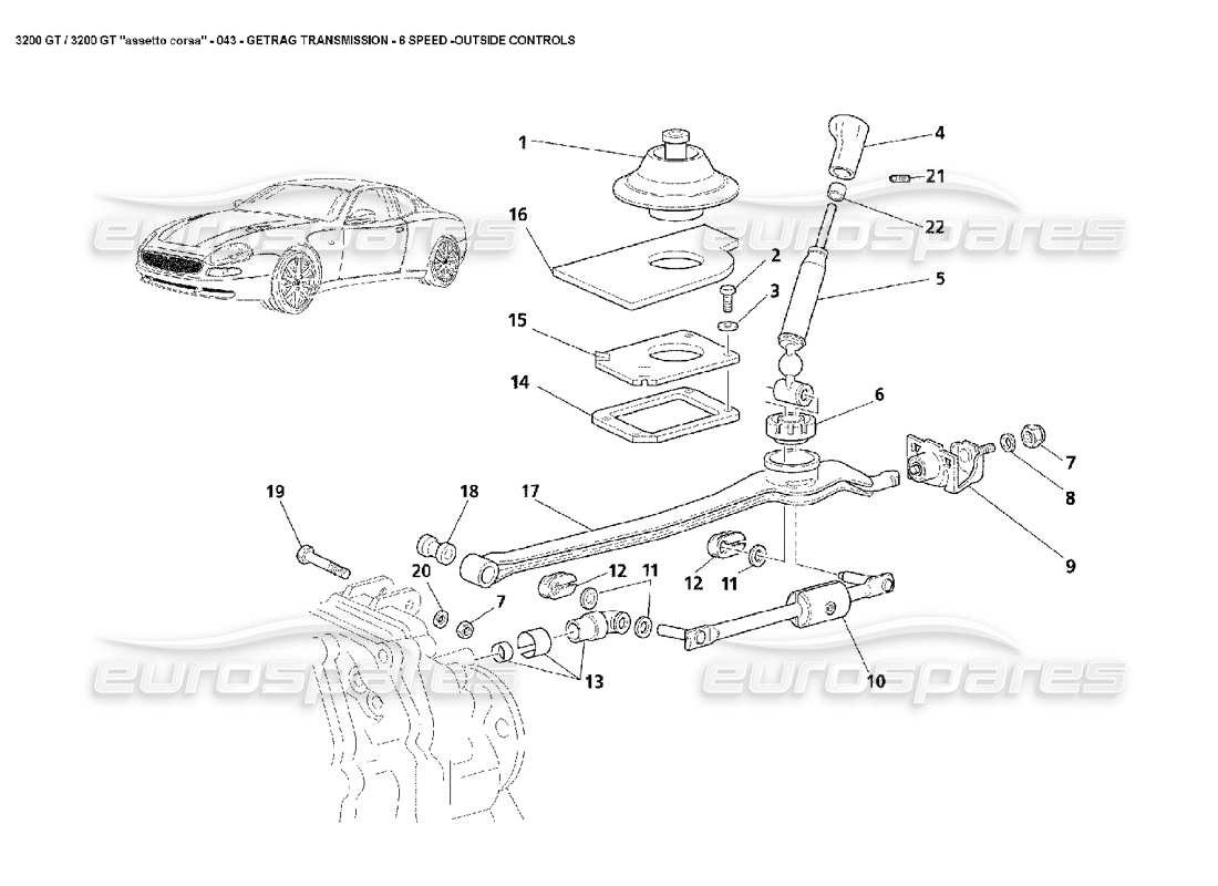 Maserati 3200 GT/GTA/Assetto Corsa Manuelles Getriebe: Extern Teilediagramm
